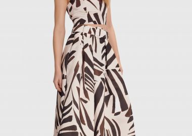 Φούστα μίντι εμπριμέ με ζώνη   - 5206634957573 -  - 